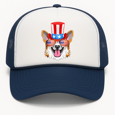 Welsh Corgi American Sunglasses 4th Of July Dog Puppy USA Trucker Hat