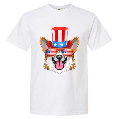 Welsh Corgi American Sunglasses 4th Of July Dog Puppy USA Garment-Dyed Heavyweight T-Shirt