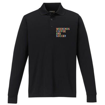 Weekends Coffee And Soccer Mom Performance Long Sleeve Polo