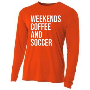 Weekends Coffee And Soccer Soccer Auntie Soccer Mom Gift Cooling Performance Long Sleeve Crew