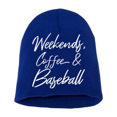 Weekends Coffee And Baseball Sports Fan Dad Baseball Mom Gift Short Acrylic Beanie