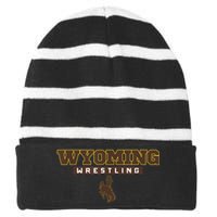 Wyoming Cowboys Apparel Wrestling Bold Box Striped Beanie with Solid Band