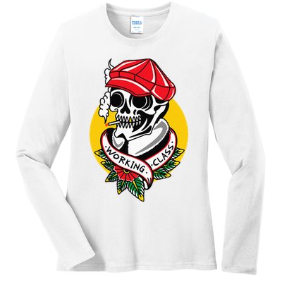 Working Class American Traditional Tattoo Old School Flash Ladies Long Sleeve Shirt