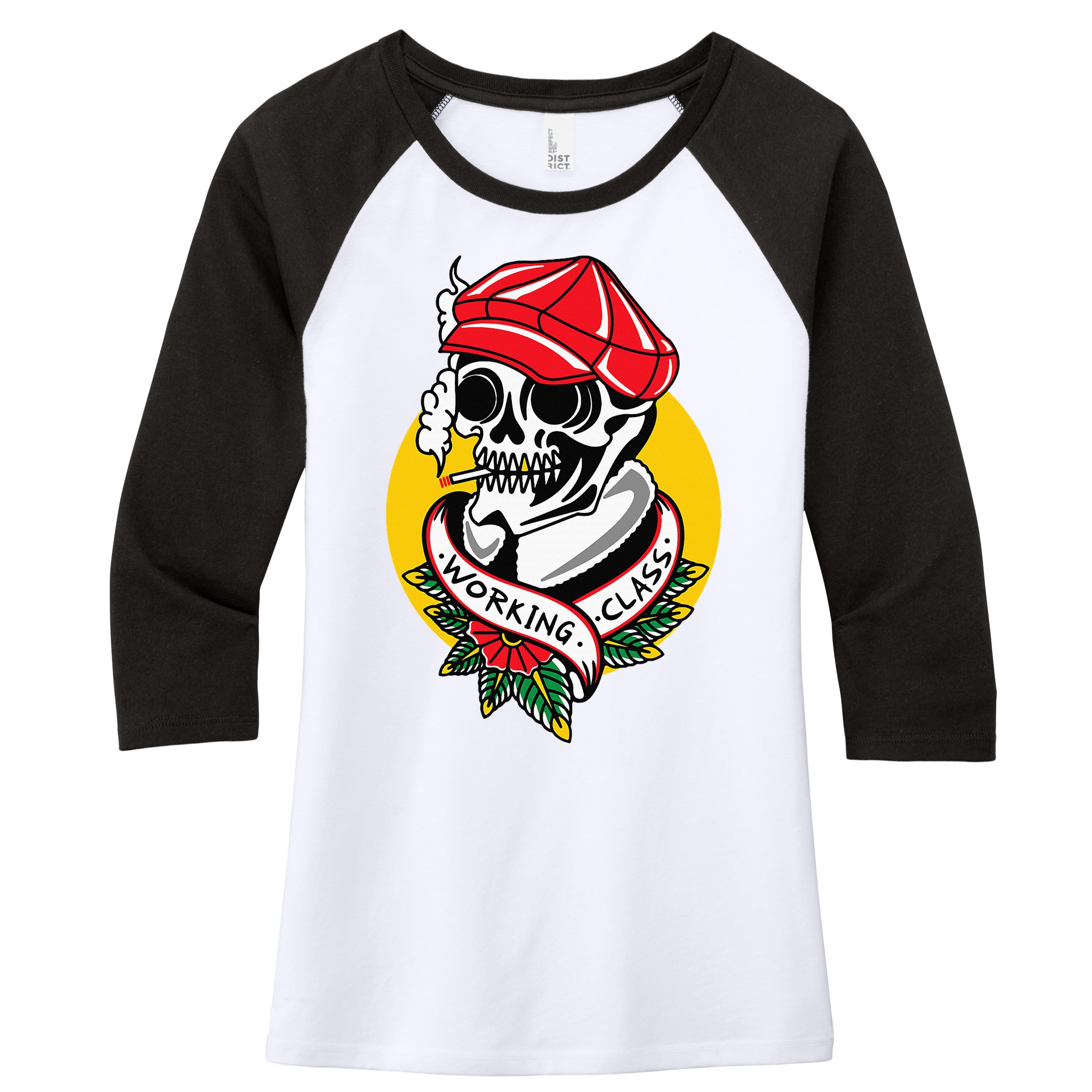 Working Class American Traditional Tattoo Old School Flash Women's Tri-Blend 3/4-Sleeve Raglan Shirt