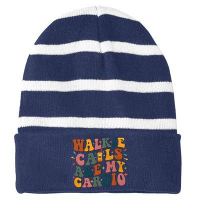 Walkie Calls Are My Cadio Sped Teacher Striped Beanie with Solid Band