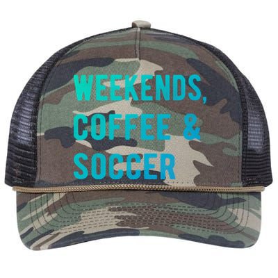 Weekends Coffee And Soccer Sports Fan Dad Soccer Mom Gift Retro Rope Trucker Hat Cap