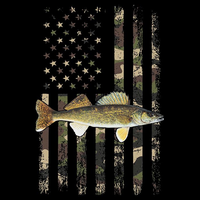 Walleye Camo American Flag Fishing Walleye Impact Tech Backpack