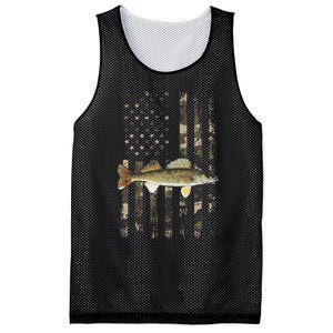 Walleye Camo American Flag Fishing Walleye Mesh Reversible Basketball Jersey Tank