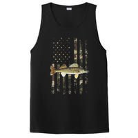 Walleye Camo American Flag Fishing Walleye PosiCharge Competitor Tank