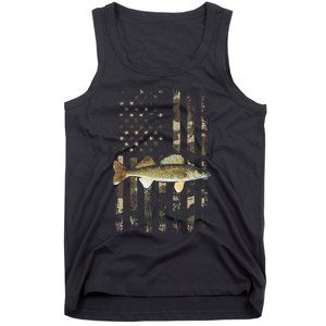 Walleye Camo American Flag Fishing Walleye Tank Top