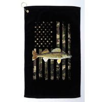 Walleye Camo American Flag Fishing Walleye Golf Towel