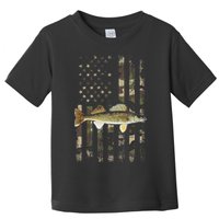 Walleye Camo American Flag Fishing Walleye Toddler T-Shirt