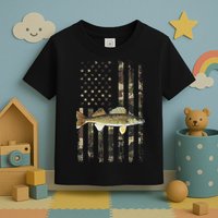 Walleye Camo American Flag Fishing Walleye Toddler T-Shirt