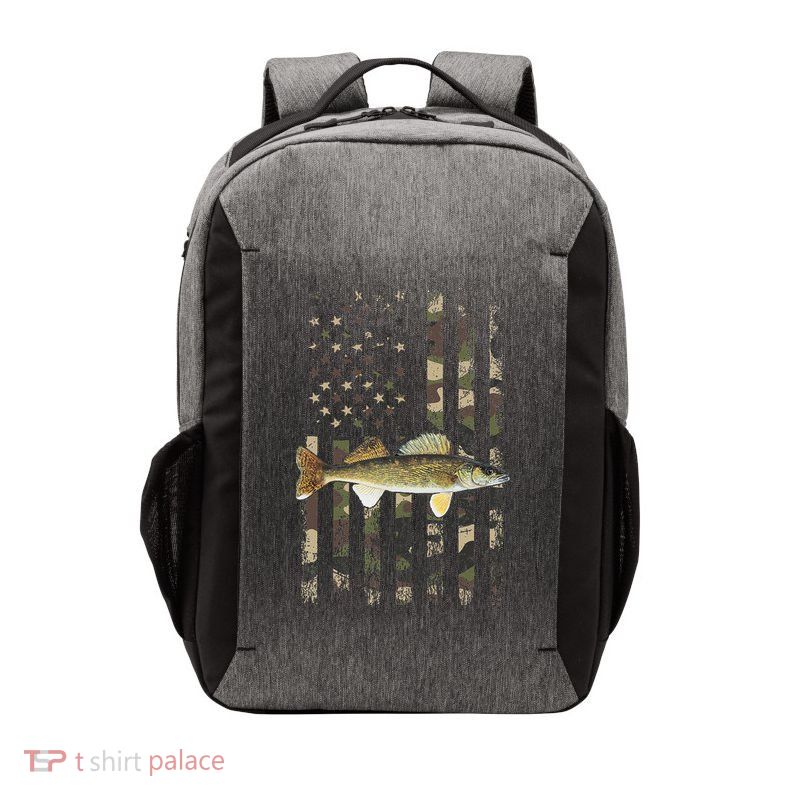 Walleye Camo American Flag Fishing Walleye Vector Backpack