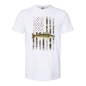 Walleye Camo American Flag Fishing Walleye Softstyle CVC T-Shirt