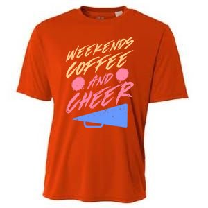 Weekends Coffee And Cheer Cheerleading Mom Parents Costume Cool Gift Cooling Performance Crew T-Shirt