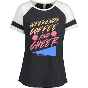 Weekends Coffee And Cheer Cheerleading Mom Parents Costume Cool Gift Enza Ladies Jersey Colorblock Tee