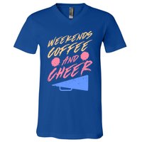 Weekends Coffee And Cheer Cheerleading Mom Parents Costume Cool Gift V-Neck T-Shirt