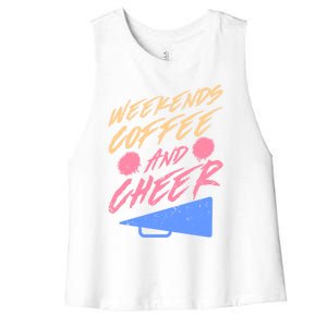 Weekends Coffee And Cheer Cheerleading Mom Parents Costume Cool Gift Women's Racerback Cropped Tank