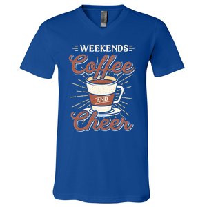 Weekends Coffee And Cheer Mom Cheerleading Parent Gift Cute Gift V-Neck T-Shirt