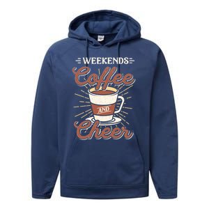 Weekends Coffee And Cheer Mom Cheerleading Parent Gift Cute Gift Performance Fleece Hoodie