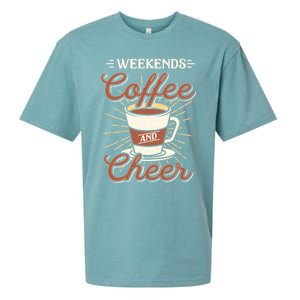 Weekends Coffee And Cheer Mom Cheerleading Parent Gift Cute Gift Sueded Cloud Jersey T-Shirt