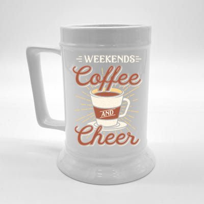 Weekends Coffee And Cheer Mom Cheerleading Parent Gift Cute Gift Beer Stein