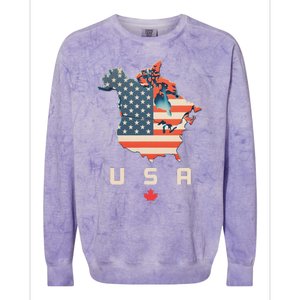 With Canada And Usa Map Annex America’S 51st State! Colorblast Crewneck Sweatshirt