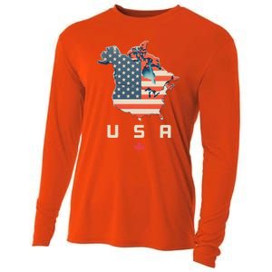 With Canada And Usa Map Annex America’S 51st State! Cooling Performance Long Sleeve Crew