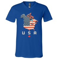 With Canada And Usa Map Annex America’S 51st State! V-Neck T-Shirt