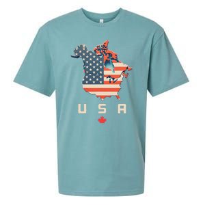 With Canada And Usa Map Annex America’S 51st State! Sueded Cloud Jersey T-Shirt