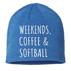 Weekends Coffee And Softball Sports Fan Dad Softball Mom Gift Sustainable Beanie