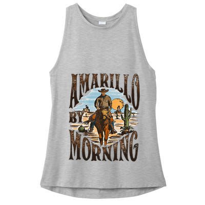 Western Cowboy Amarillo By Morning Country Music Ladies PosiCharge Tri-Blend Wicking Tank