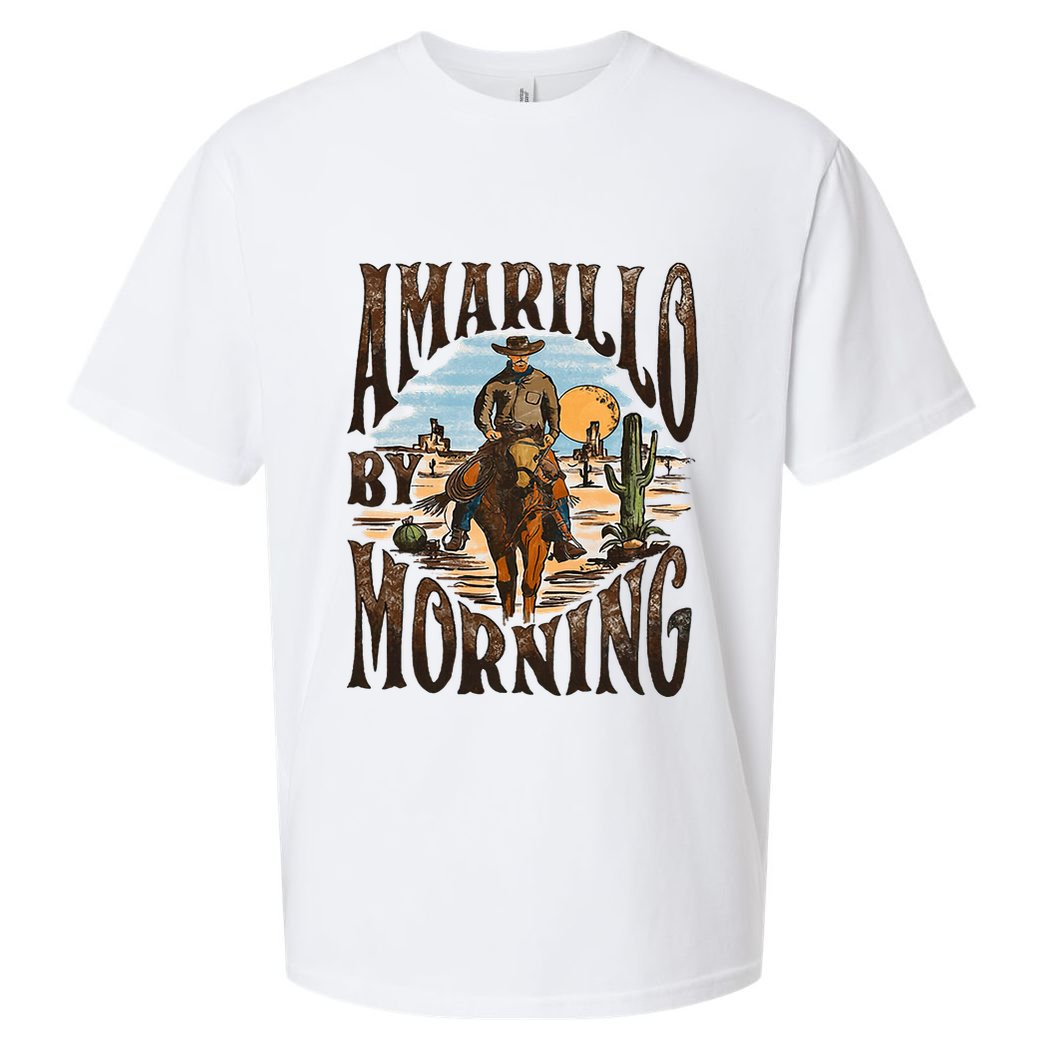 Western Cowboy Amarillo By Morning Country Music Sueded Cloud Jersey T-Shirt