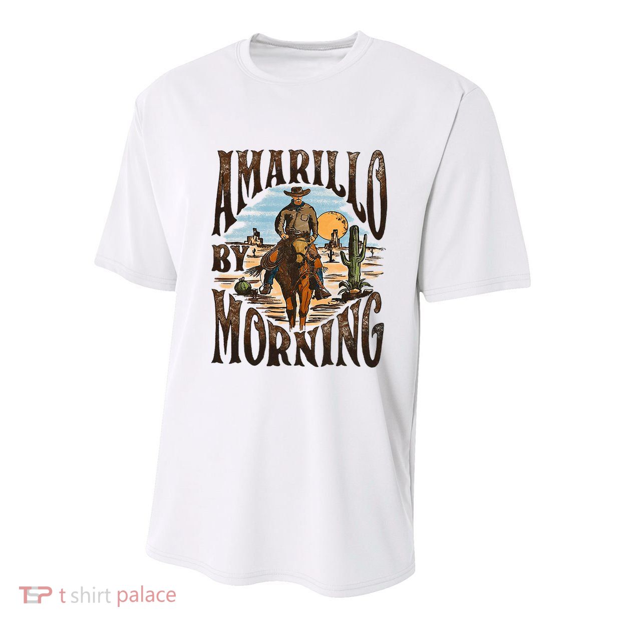 Western Cowboy Amarillo By Morning Country Music Youth Performance Sprint T-Shirt