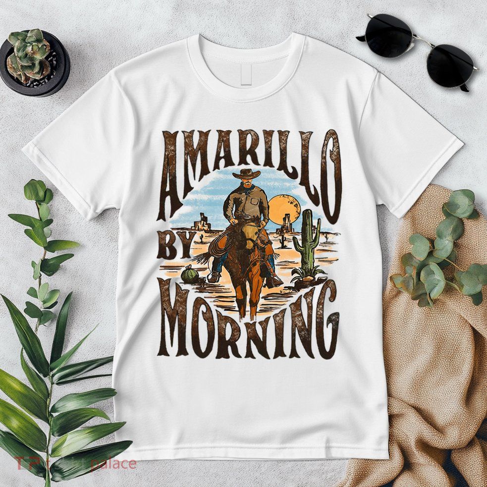 Western Cowboy Amarillo By Morning Country Music Premium T-Shirt