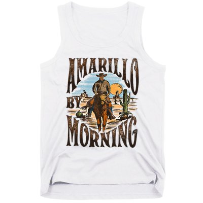 Western Cowboy Amarillo By Morning Country Music Tank Top