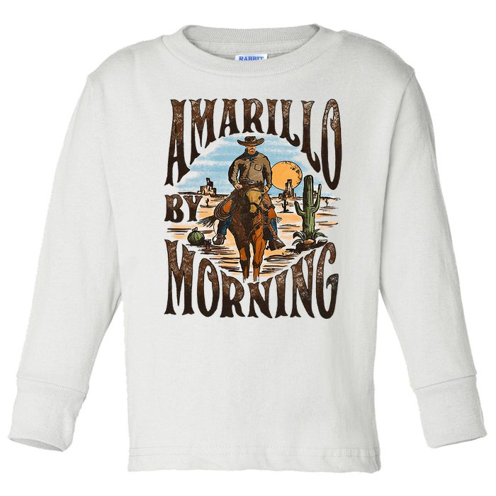 Western Cowboy Amarillo By Morning Country Music Toddler Long Sleeve Shirt