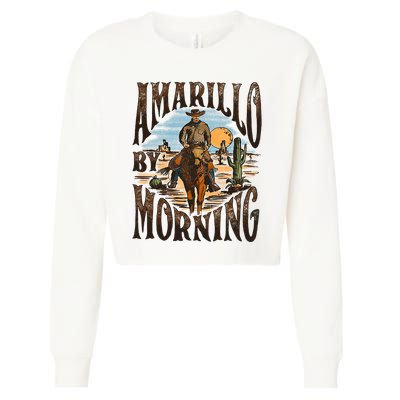 Western Cowboy Amarillo By Morning Country Music Cropped Pullover Crew