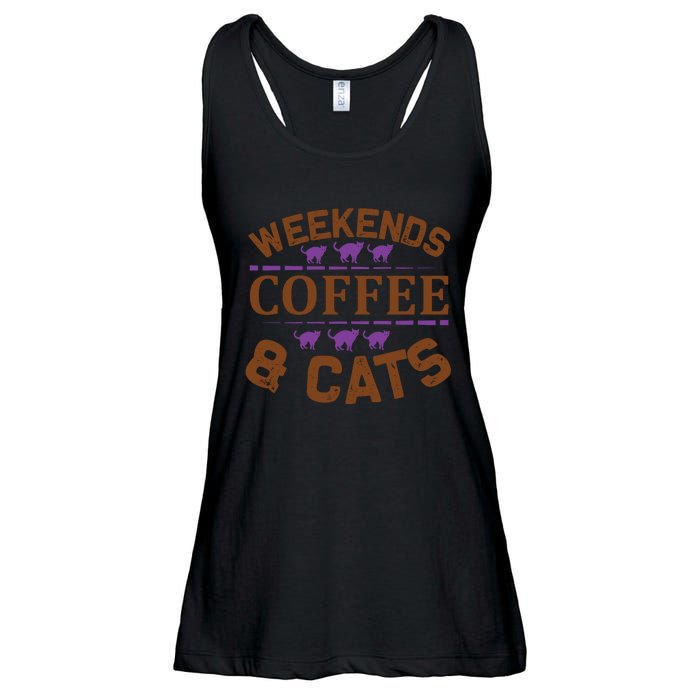 Weekends Coffee And Cats Ladies Essential Flowy Tank