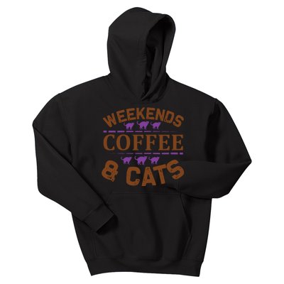 Weekends Coffee And Cats Kids Hoodie