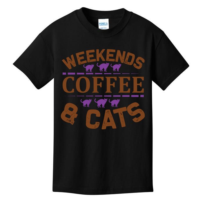 Weekends Coffee And Cats Kids T-Shirt