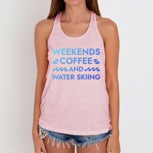 Weekends Coffee And Water Skiing Sayings Water Ski Quotes Gift Women's Knotted Racerback Tank