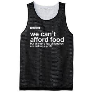 We Cant Afford Food Political Statement Mesh Reversible Basketball Jersey Tank