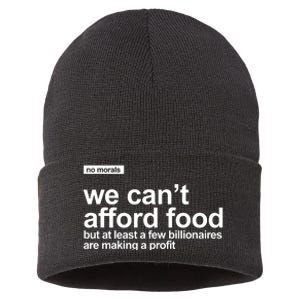 We Cant Afford Food Political Statement Sustainable Knit Beanie