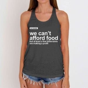 We Cant Afford Food Political Statement Women's Knotted Racerback Tank