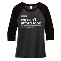 We Cant Afford Food Political Statement Women's Tri-Blend 3/4-Sleeve Raglan Shirt