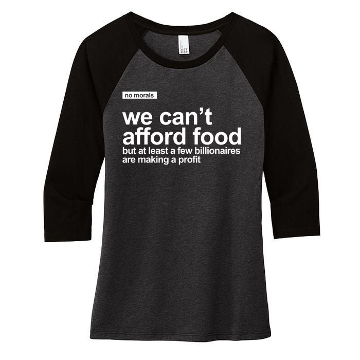 We Cant Afford Food Political Statement Women's Tri-Blend 3/4-Sleeve Raglan Shirt