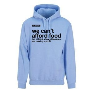 We Cant Afford Food Political Statement Unisex Surf Hoodie