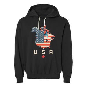 With Canada And Usa Map Annex America’S 51st State! Garment-Dyed Fleece Hoodie